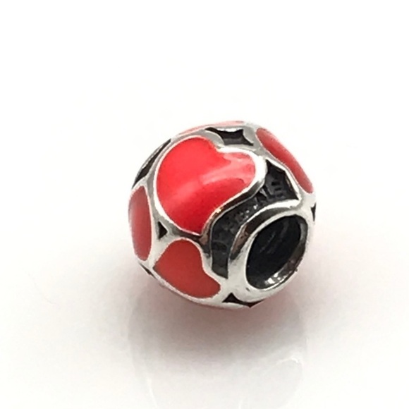 Pandora Red Hot Love Orange Enamel Rare Retired Bead Charm - Picture 5 of 5